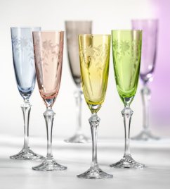Sklenice na šampaňské Elisabeth Floral 200 ml, 6 ks (mix barev) 1